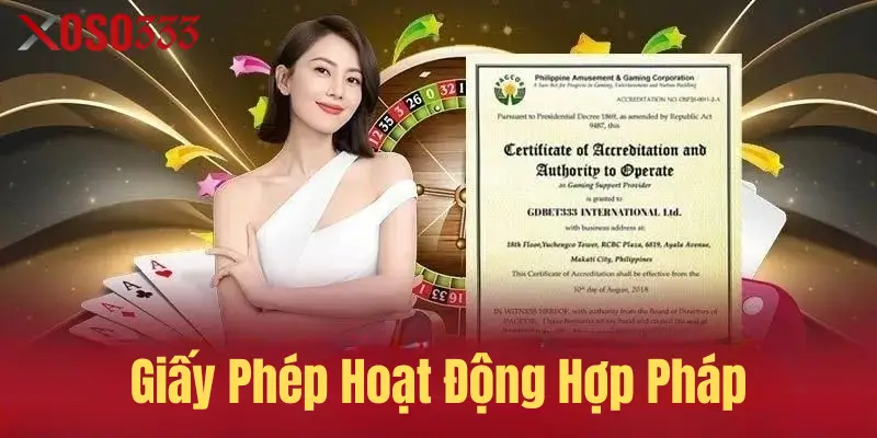 Giấy phép hoạt động bởi PAGCOR